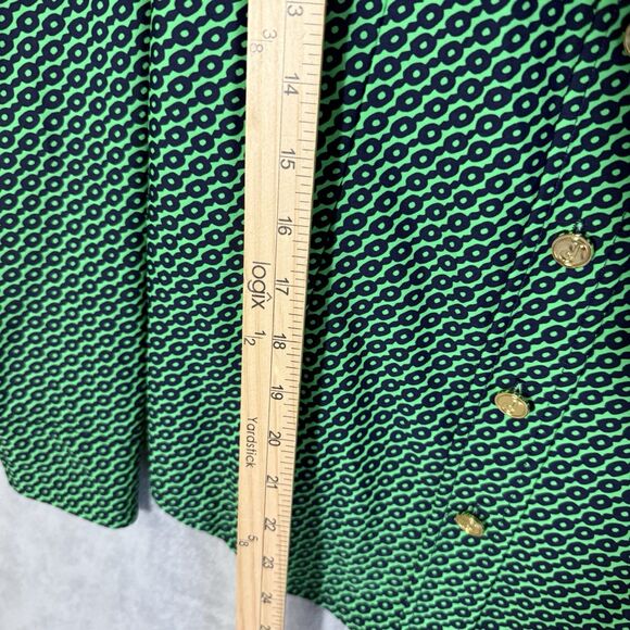 Jude Connally Top S Green Print Catalina Cloth Gold Button Collared Long Sleeve - Picture 4 of 8